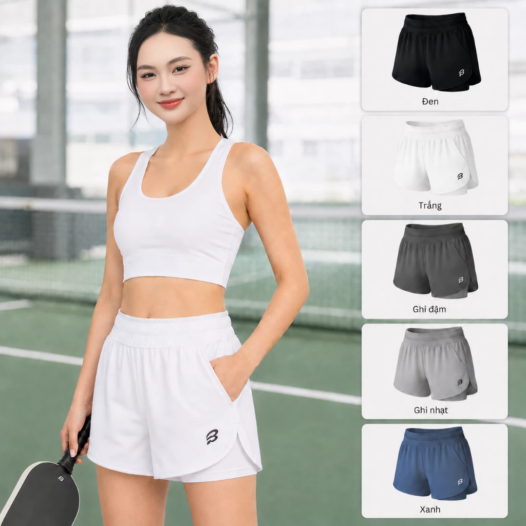 Quần Gió Thể Thao Nữ Bumbee – Dáng Ngắn, Có Quần Bảo Hộ – Tập Gym, Chạy Bộ (G1 nữ)