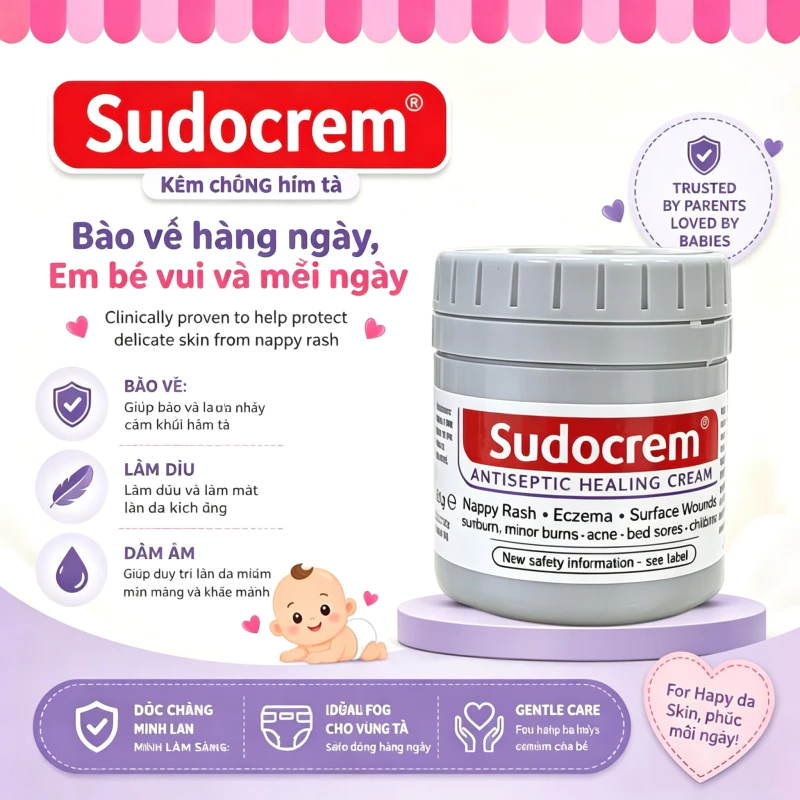 Kem đa chức năng Sudocrem bôi hăm tã cho bé và những vùng da dị ứng 60g