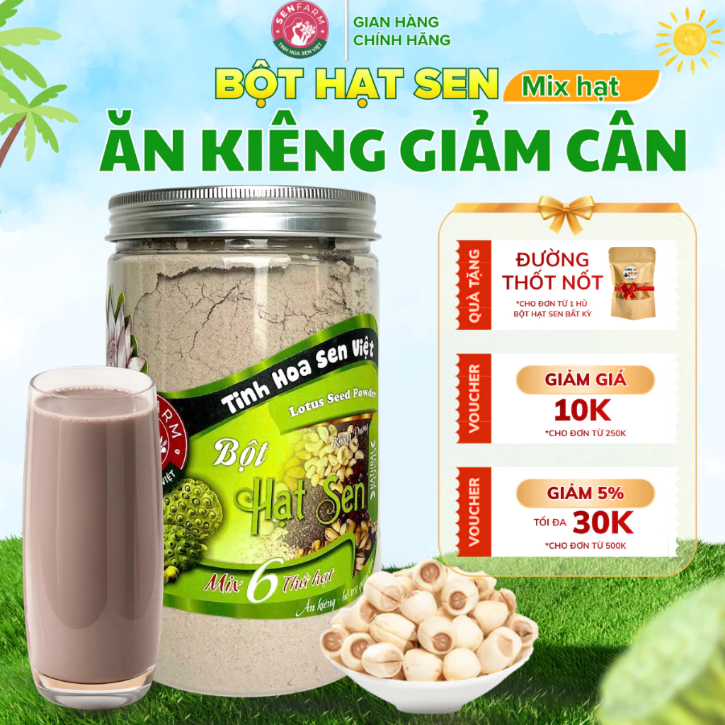 Bột Hạt Sen mix hạt Giảm Cân Senfarm - Không đường