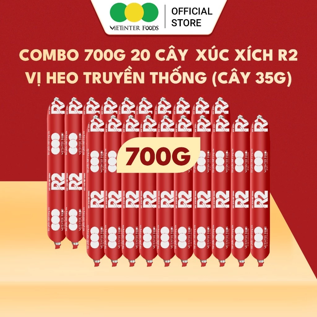 Combo 20 Cây Xúc Xích Dinh Dưỡng R2 Vietinter Foods (Cây 35g)