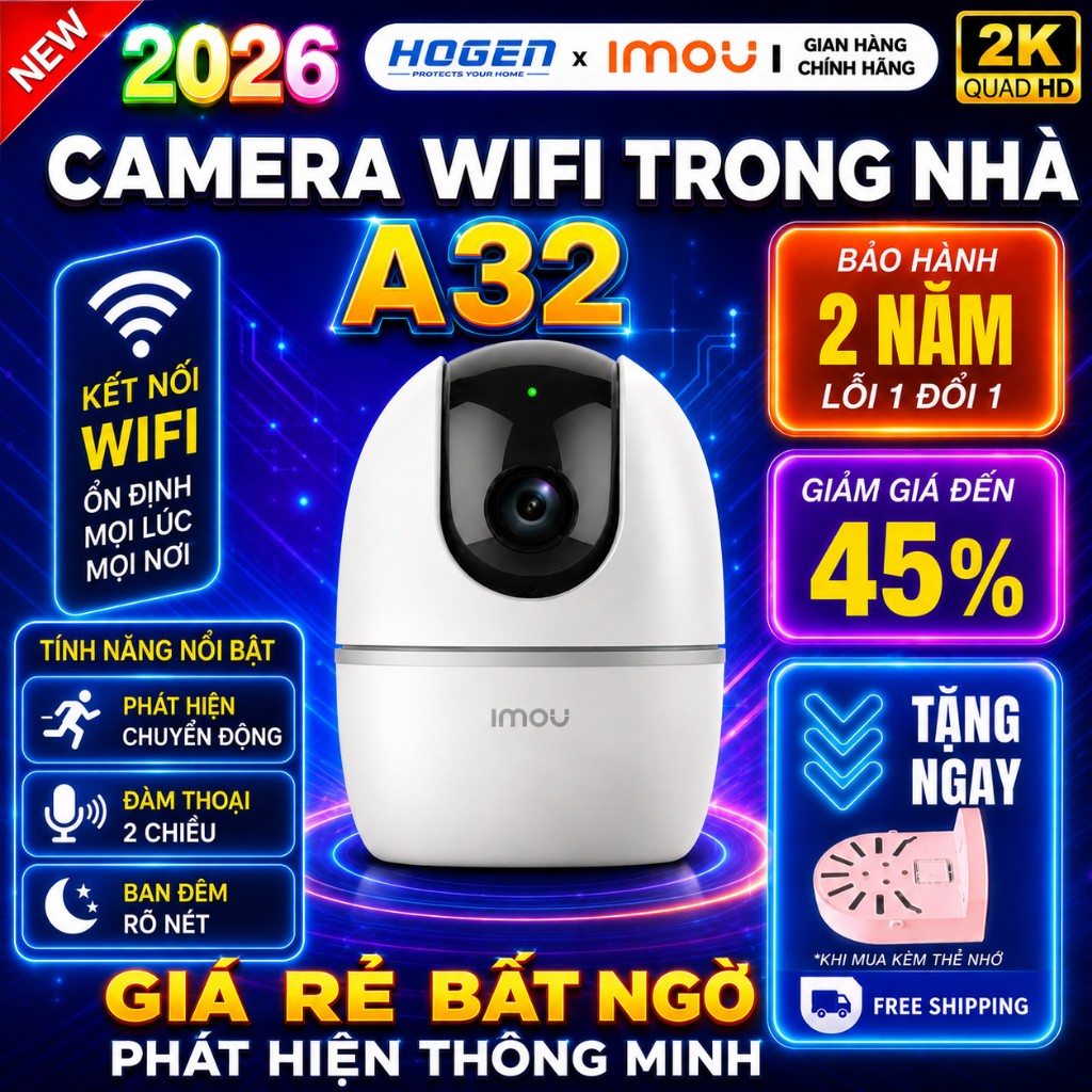 Camera Wifi Imou Trong Nhà A32/A52EP 2K/3K–Quay Quét 360, Đàm Thoại 2 Chiều…