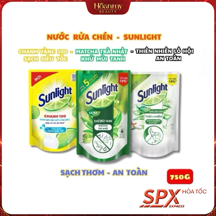 Nước rửa chén Sunlight Chanh với công nghệ xả bọt nhanh 750ml