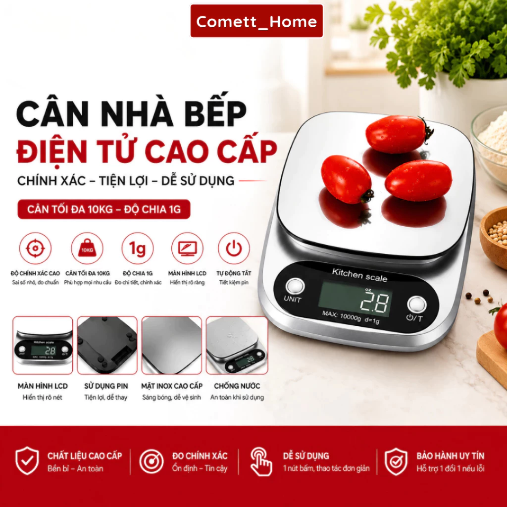 Cân Tiểu Ly Điện Tử Nhà Bếp Định Lượng Cân 0.1g-10kg Độ Chính Xác Tuyệt Đối Hợp Kim Thép