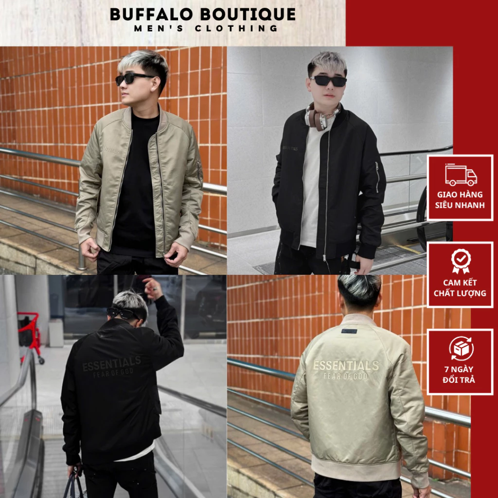 Áo Khoác Bomber Ét Sen Sồ In Logo Cao Su Nổi Siêu Đẹp - Áo Khoác Nam Nữ Ét Sen Sồ Cao Cấp