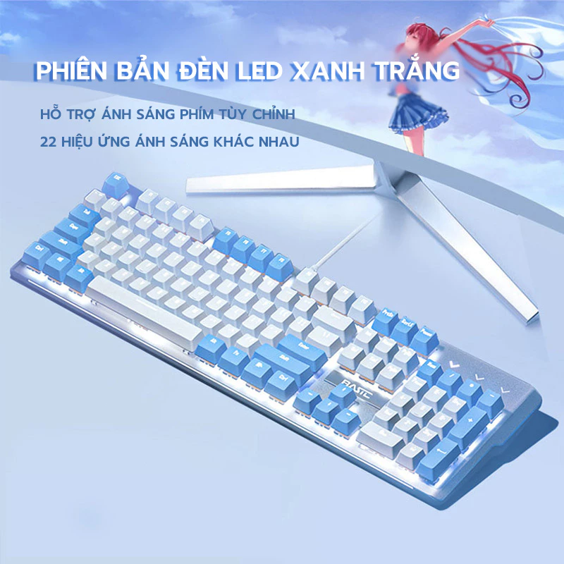Bàn phím cơ onikuma gaming có dây Blue/ red Switch 104 / 87 phím có đèn RGB màu trắng xanh/tím dành cho máy tính/lapto