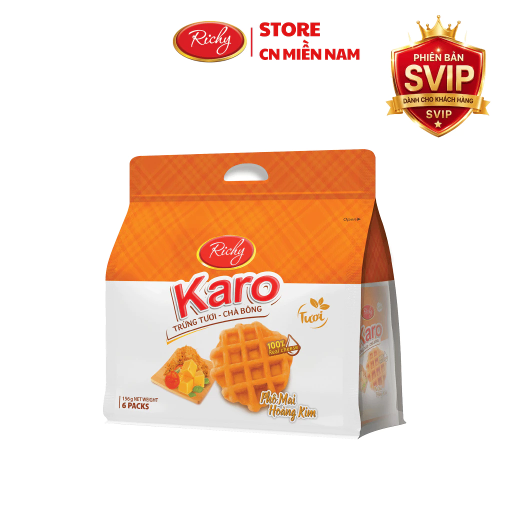 [SVIP]Bánh Richy KARO trứng tươi chà bông (Gà/ Phô Mai/ Sữa), HSD 45-90 ngày