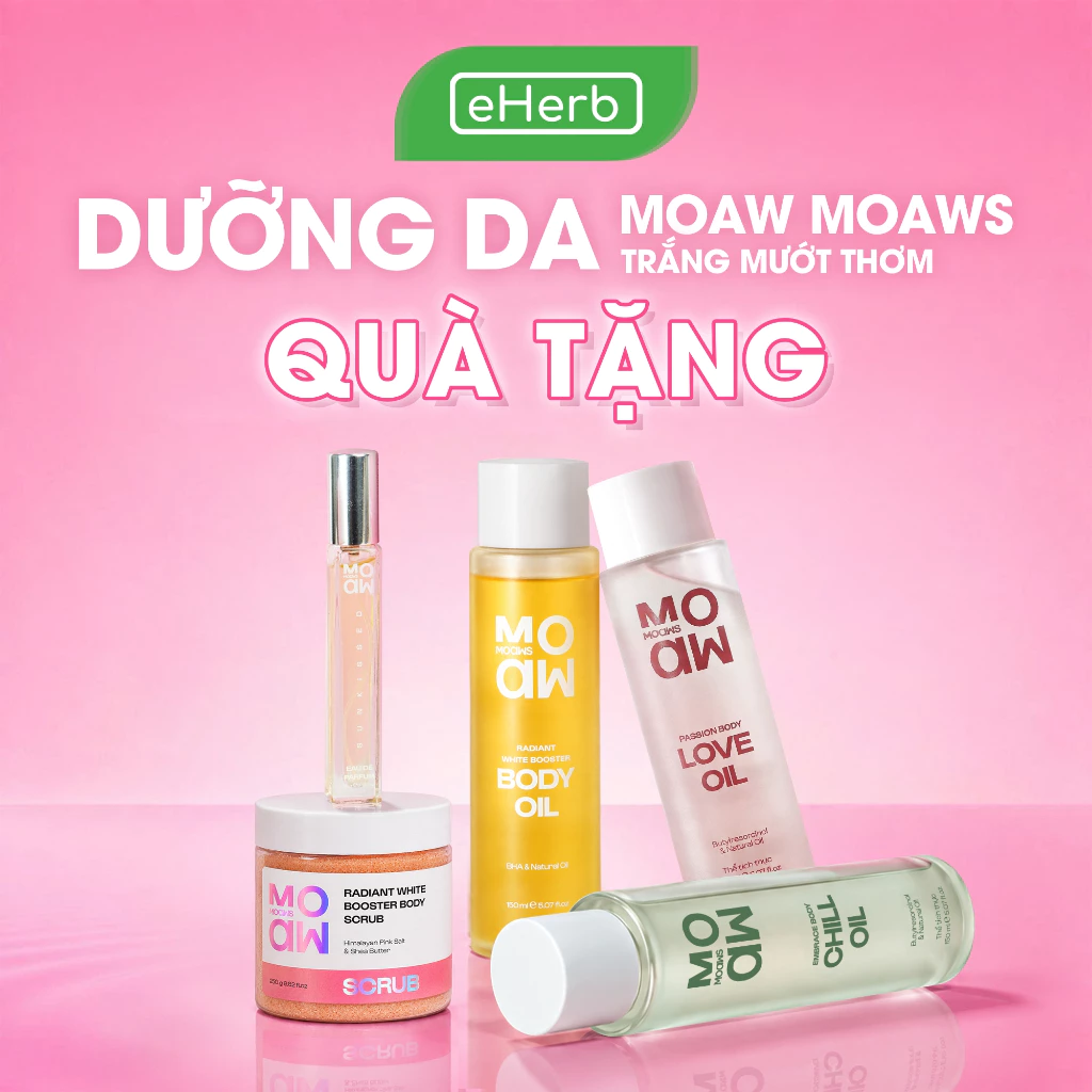 [GIFT] Bộ Sản Phẩm Chăm Sóc Da MOAW MOAWS Trắng Mướt Thơm: Body Oil, Nước Hoa, Tẩy Da Chết