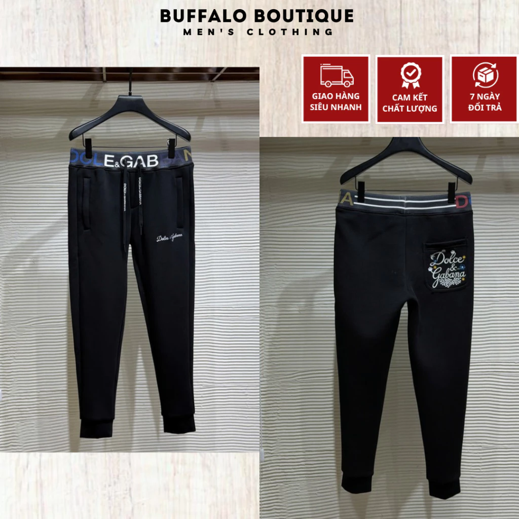 Quần Jogger Nam Đôn Chề Thêu Hoa Túi Sau Siêu Nét - Quần Dài Jogger Nam Dệt Logo Cạp Quần Sắc Màu Siêu Đẹp