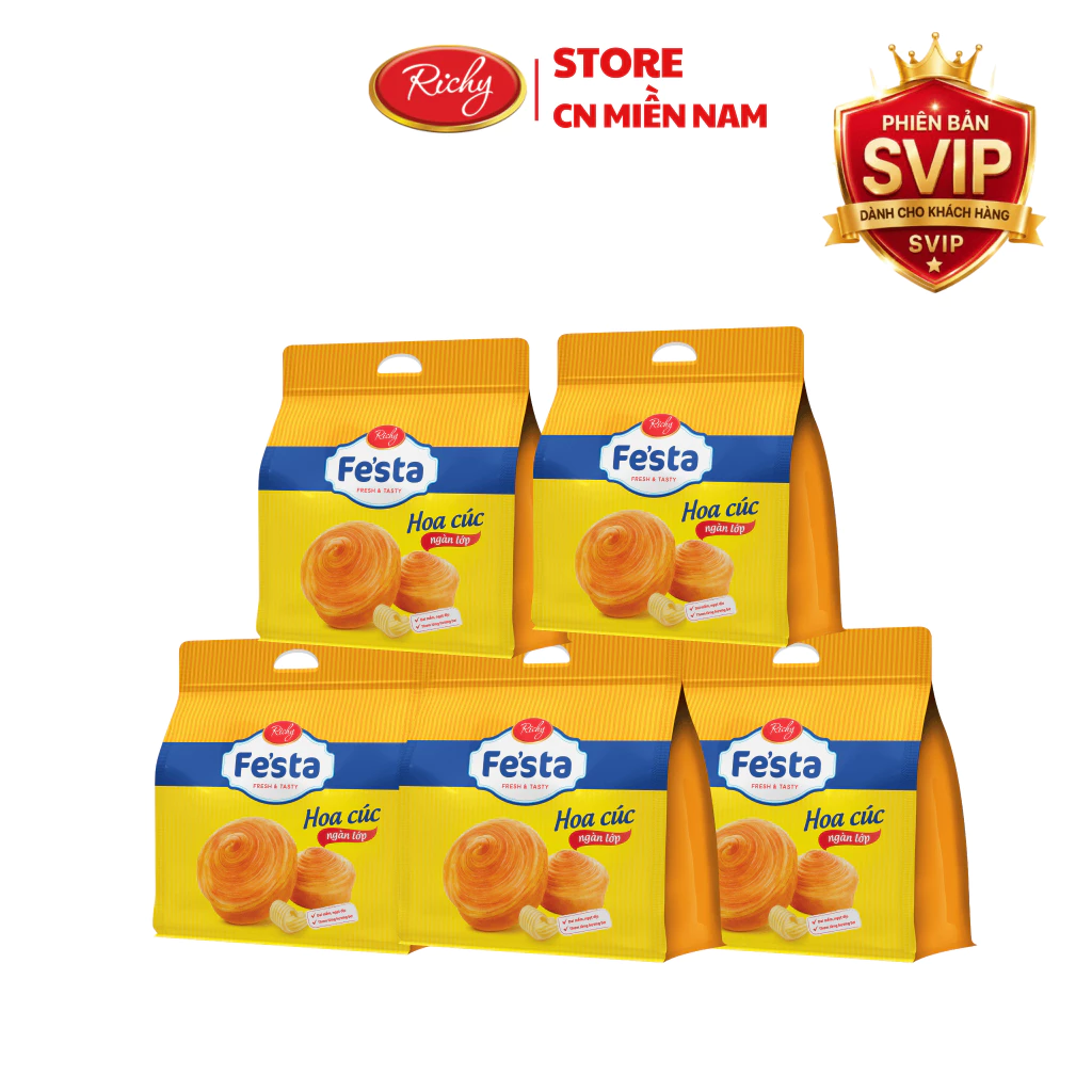 [SVIP] Combo 5 Bánh mì hoa cúc ngàn lớp Festa Richy túi 3 bánh, HSD 35 ngày từ NSX,kH cân nhắc đặt sll