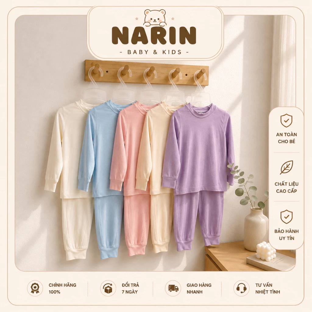 Bộ quần áo petit mềm mịn, an toàn với làn da nhạy cảm của bé, có thể mặc ở nhà kiêm đồ ngủ cho trẻ size 9M-4Y và 8-17kg.