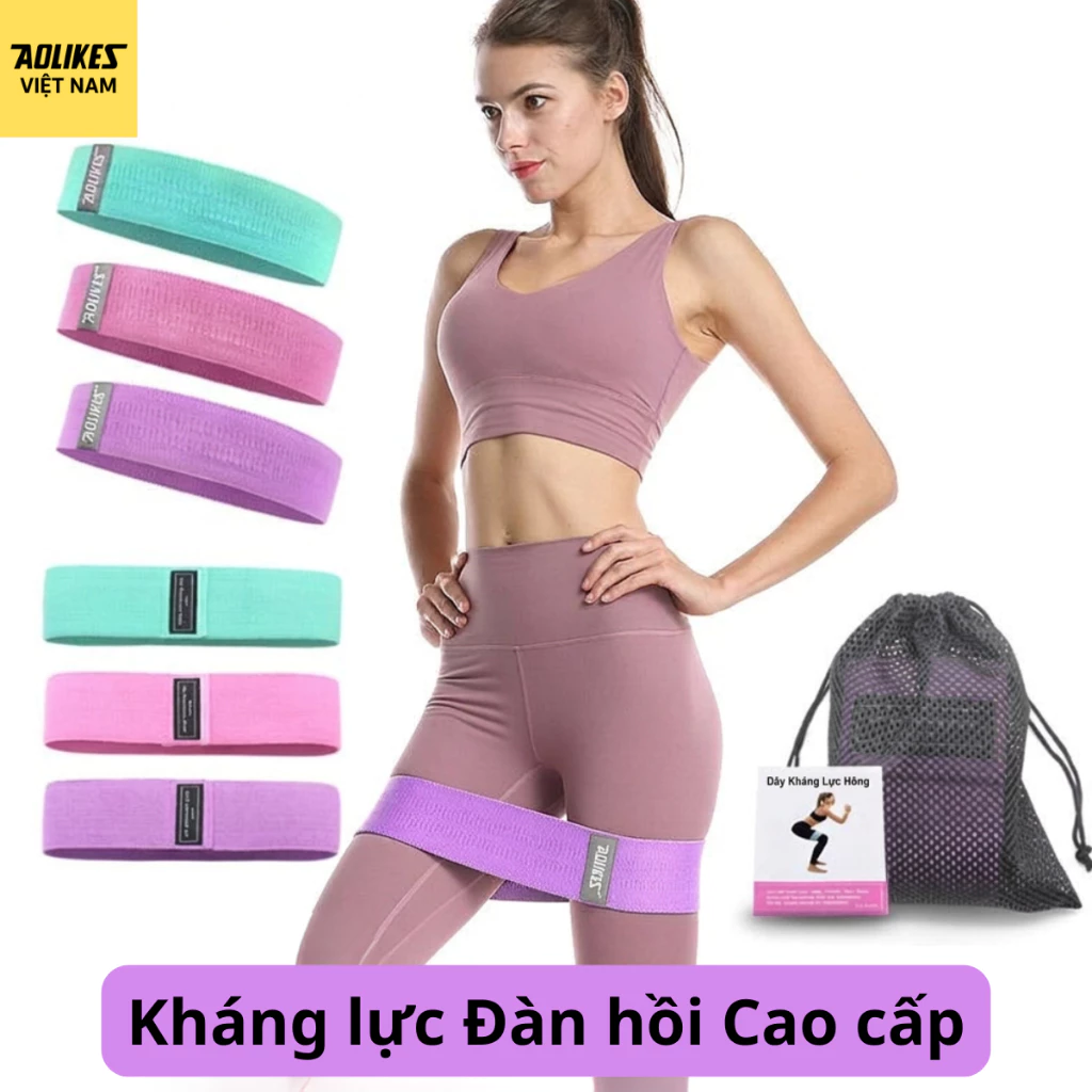 Dây Kháng Lực Mini Band Vải AOLIKES RB-3604 – Bộ 3 Dây Tập Mông Đùi Chân Chống Trượt Tập Gym Yoga Pilates