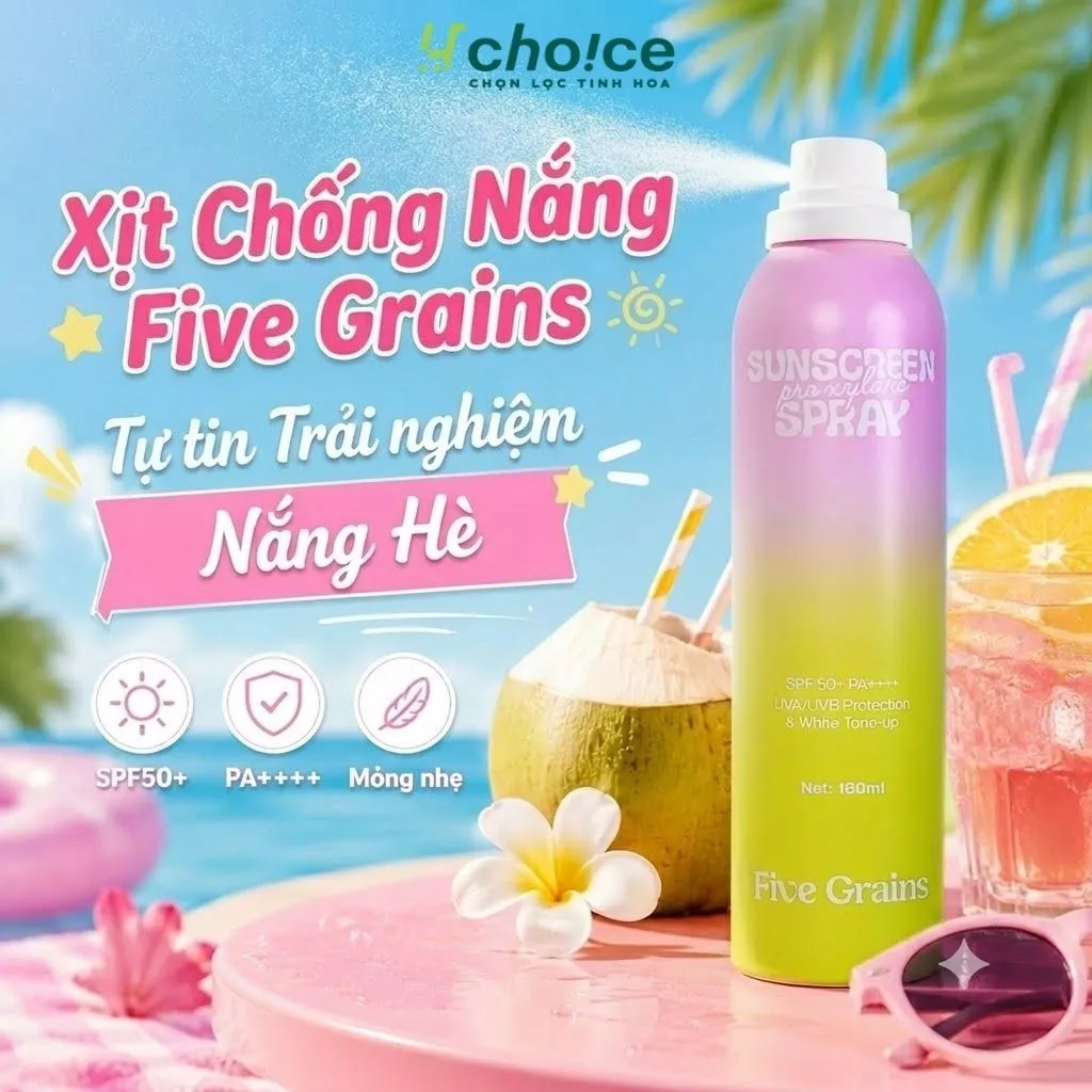 Xịt chống nắng Cao cấp Five Grains nâng tone Pro-Xylane 160ML