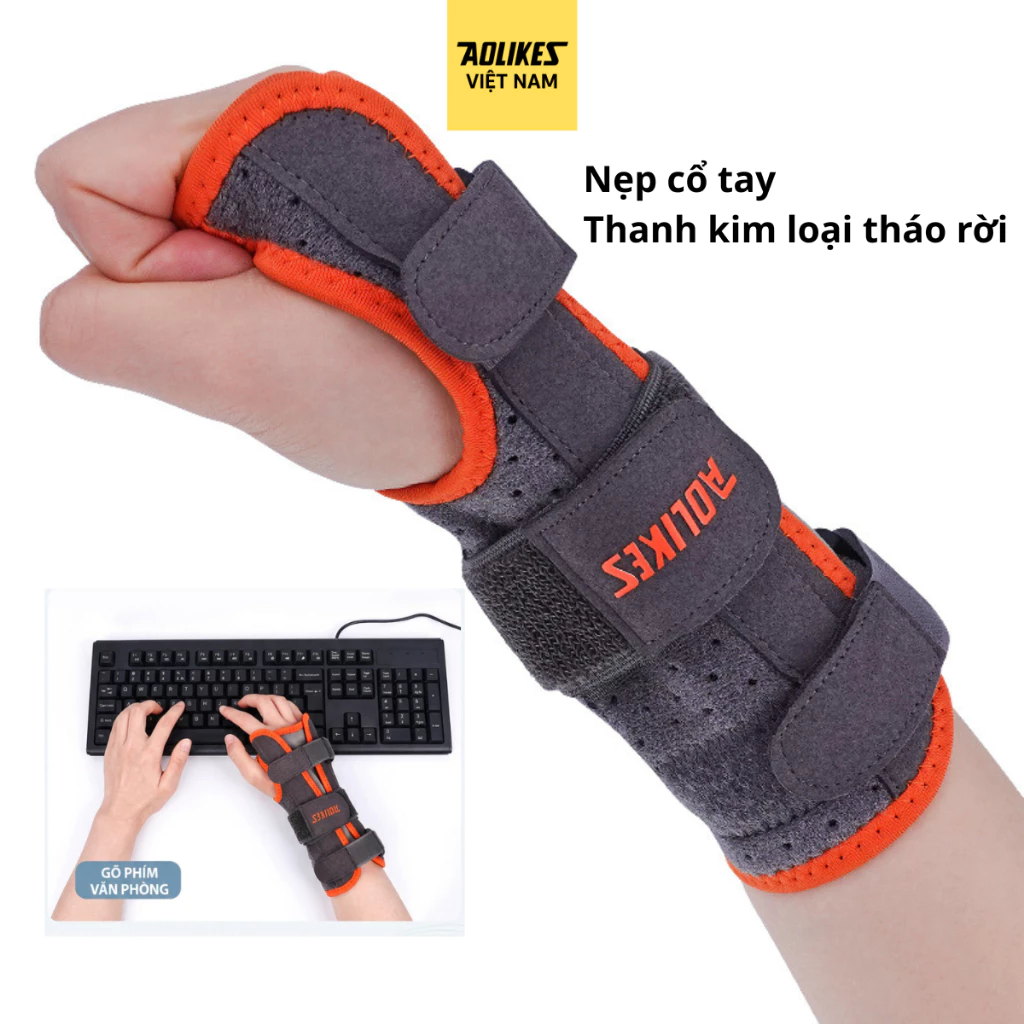 Nẹp Cổ Tay AOLIKES 1683 Có Thanh Kim Loại Tháo Rời, Bảo Vệ Cổ Tay, Hỗ Trợ Hội Chứng Ống Cổ Tay, Bong Gân, Tập Gym, Cầu L