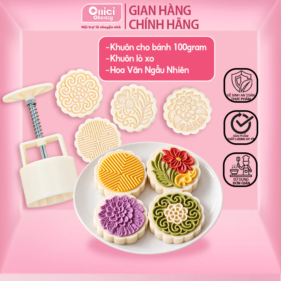Khuôn làm bánh trung thu 100 gram hoa văn đẹp mắt tự chọn ONICI