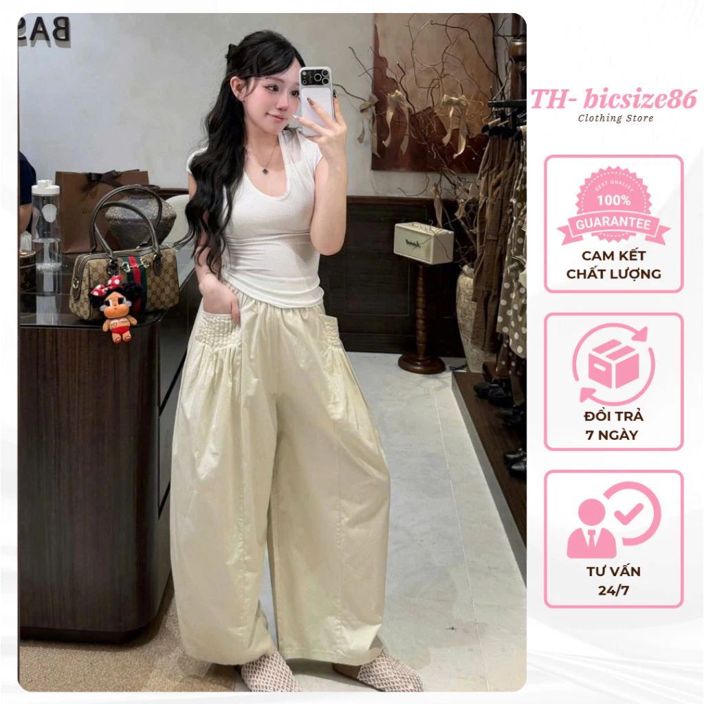 Quần ống rộng suông dáng baggy tôn dáng chất kaki đẹp