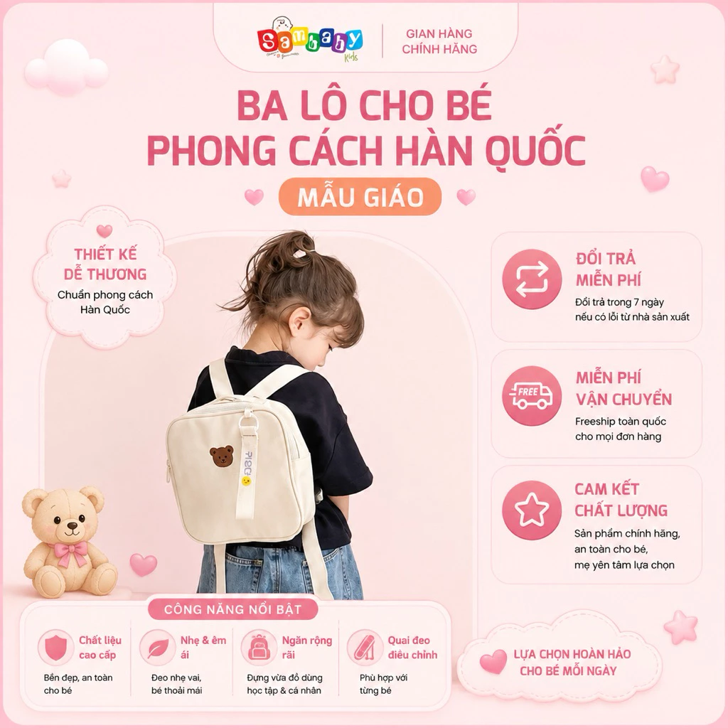 Ba lô cho bé mẫu giáo phong cách Hàn Quốc