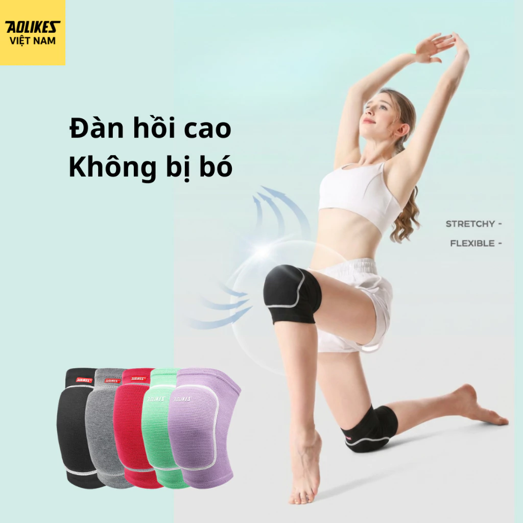 Băng Bảo Vệ Đầu Gối Có Đệm AOLIKES A-0210 Chính Hãng | Bó Gối Thể Thao Chống Va Đập Cho Gym, Bóng Chuyền, Bóng Đá
