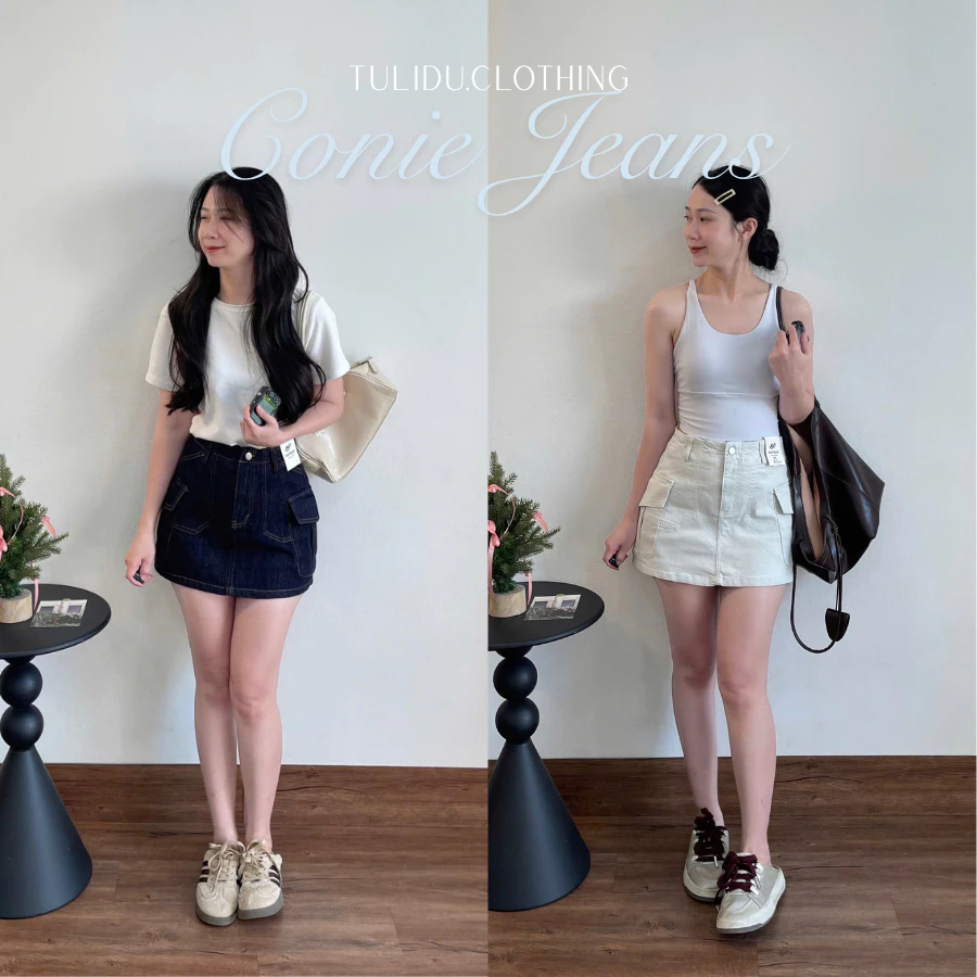 Tulidu - Conie Jeans Chân Váy Túi Hộp Chất Co Giãn Nhẹ Vải Cao Cấp Có Lót Trong 204
