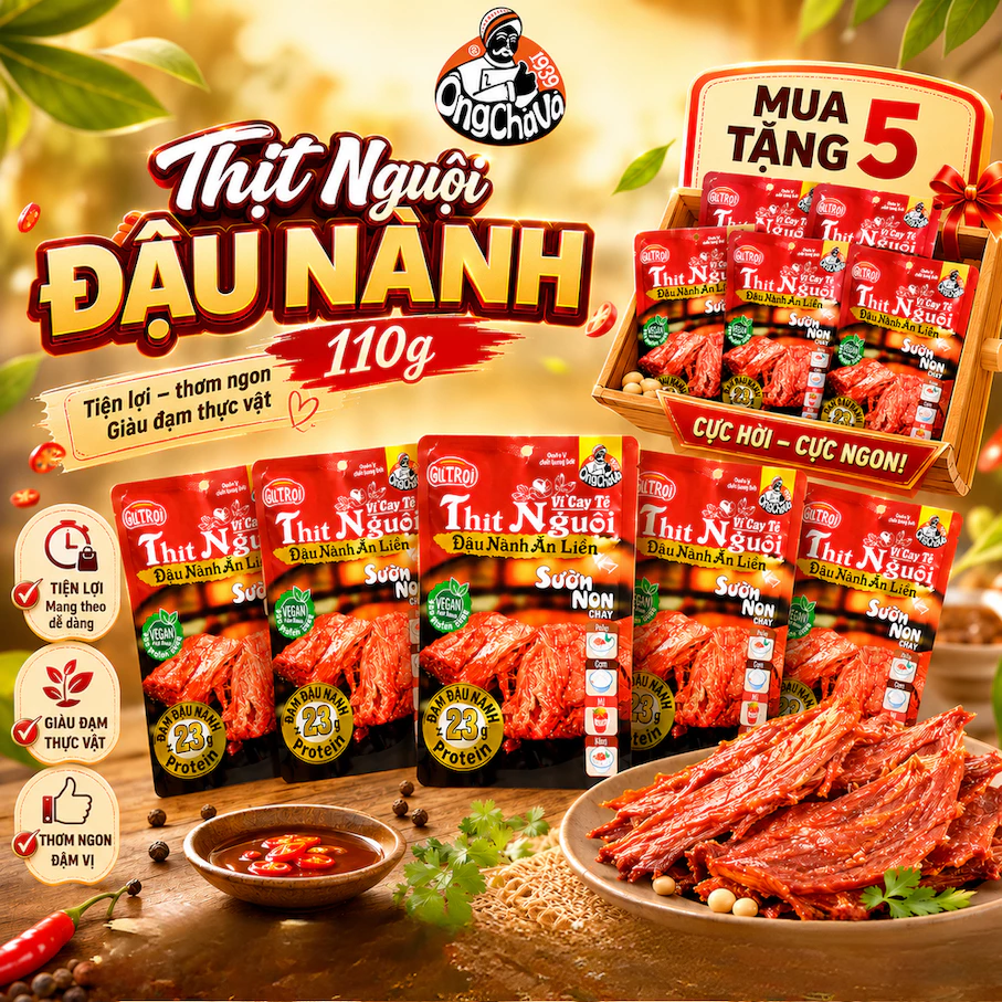 Thịt Nguội Đậu Nành Ăn Liền Ông Chà Và 110g – Món chay tiện lợi cho cuộc sống hiện đại