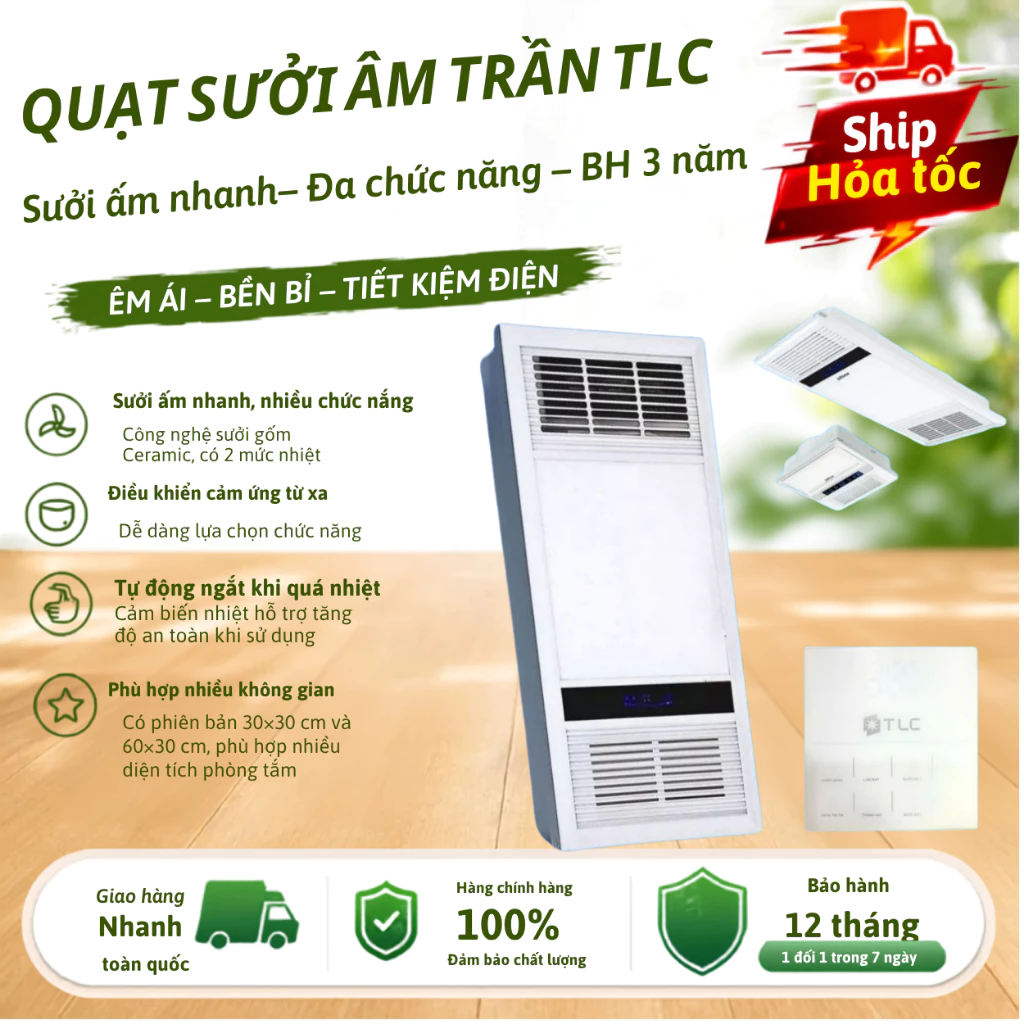 [CHÍNH HÃNG-HỖ TRỢ LẮP ĐẶT] Quạt sưởi âm trần TLC, Thông Gió, Sưởi Ấm-B ảo hành Chính Hãng 3 năm