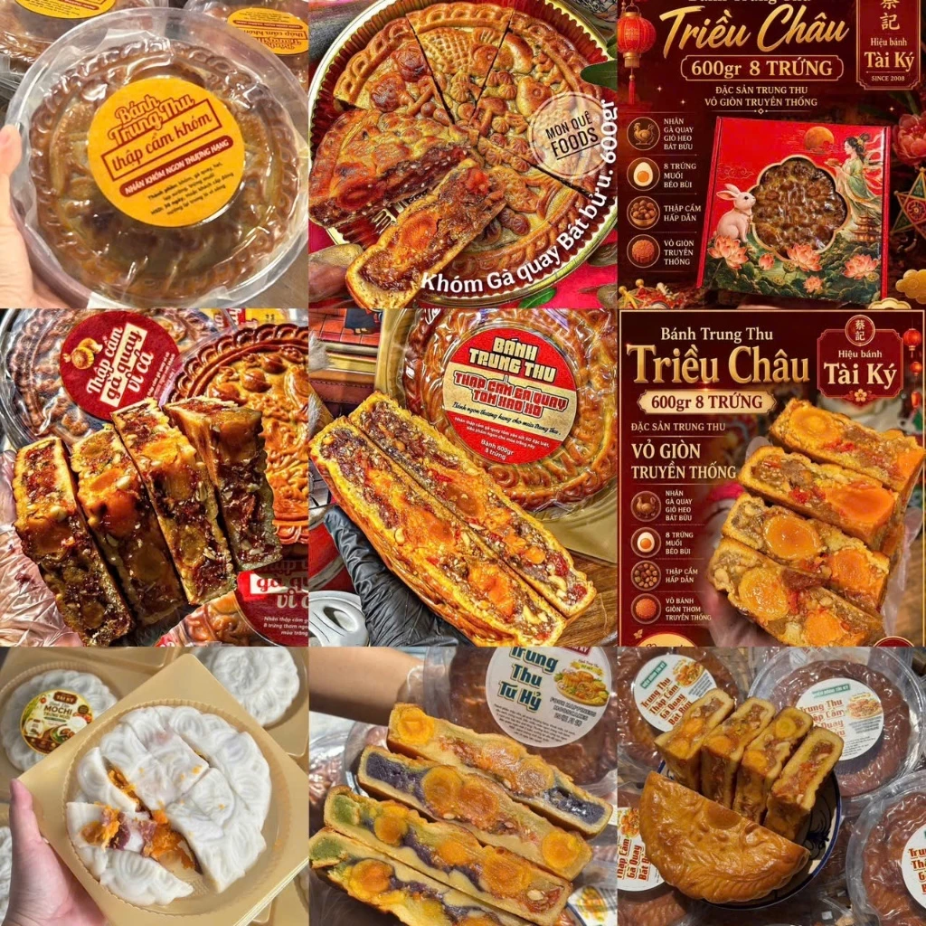 tổng hợp 24 loại bánh trung thu và bánh pía 8 trứng vị mặn ngọt ( bánh nhà làm thủ công )