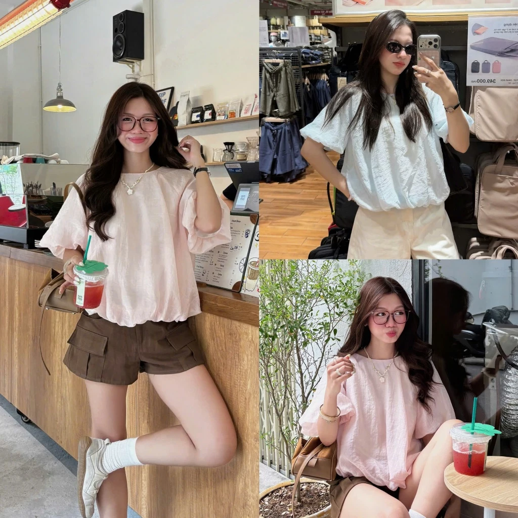 (ẢNH OLDSCHOOL) Áo tơ dáng bí nhăn mềm A1127 Jinni Top