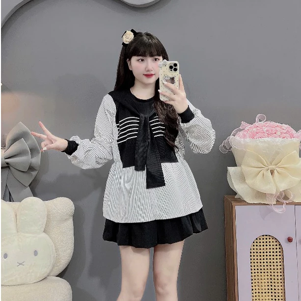 (Đủ size từ 50-100kg) Áo bầu bigsize dài tay dáng công sở