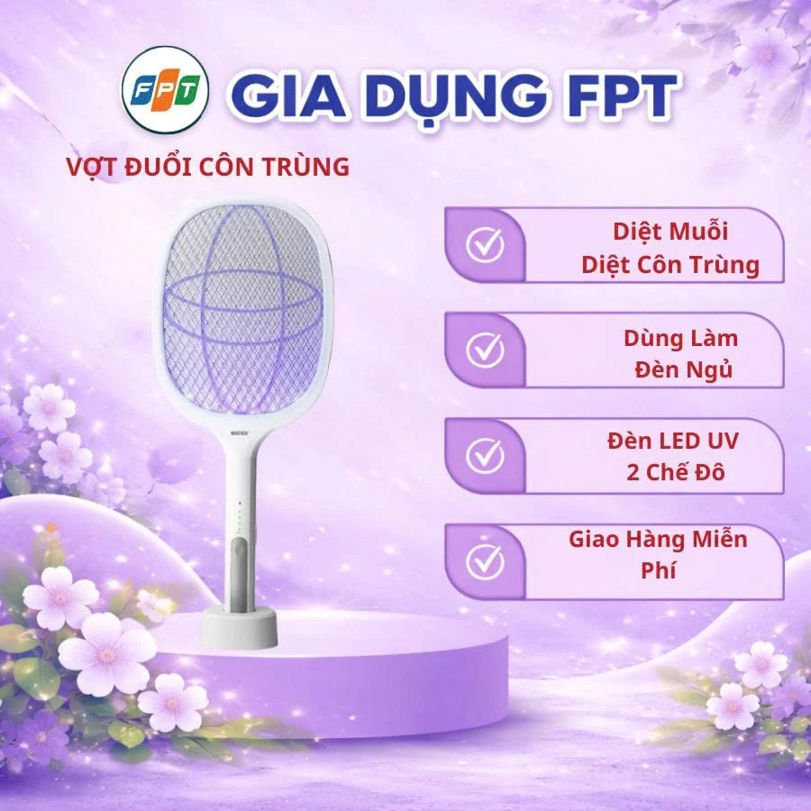 Vợt muỗi thông Minh Kiêm Đèn Bắt Muỗi Tự Động 2 Trong 1- Pin sạc cao cấp 1200 mah