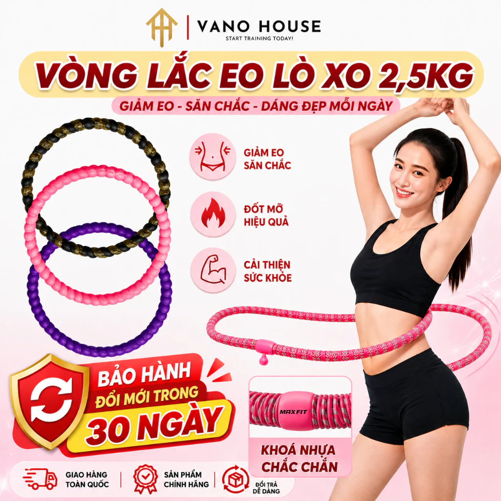 Vòng Lắc Eo Lò Xo Bọc Vải Mềm – Êm Ái Không Đau, Tập Gym Yoga Tại Nhà