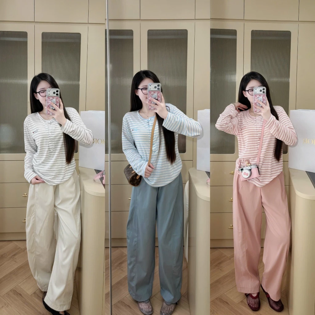 Áo dài tay thu đông nữ có khuy chất cotton giấy HÀN Hottrend. Áo thun nữ dài thu đông phong cách HÀN