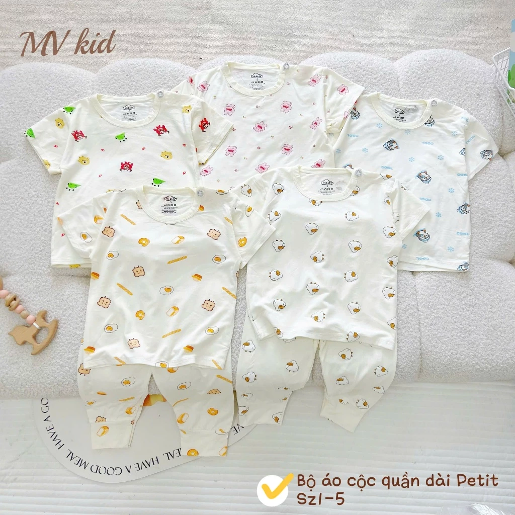 Combo 3-5 Bộ Quần Áo Cho Bé Trai Bé Gái Áo Cộc Tay Quần Dài Chất Peptit Mềm Mát 3-13kg | Boonhousee