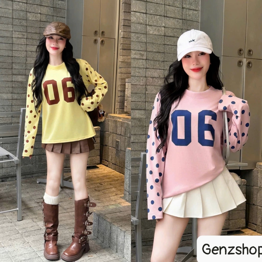 Áo Thun Tay Dài DOTTY BABYTEE Chấm Bi 06 áo xinh tay dài Genz BST27