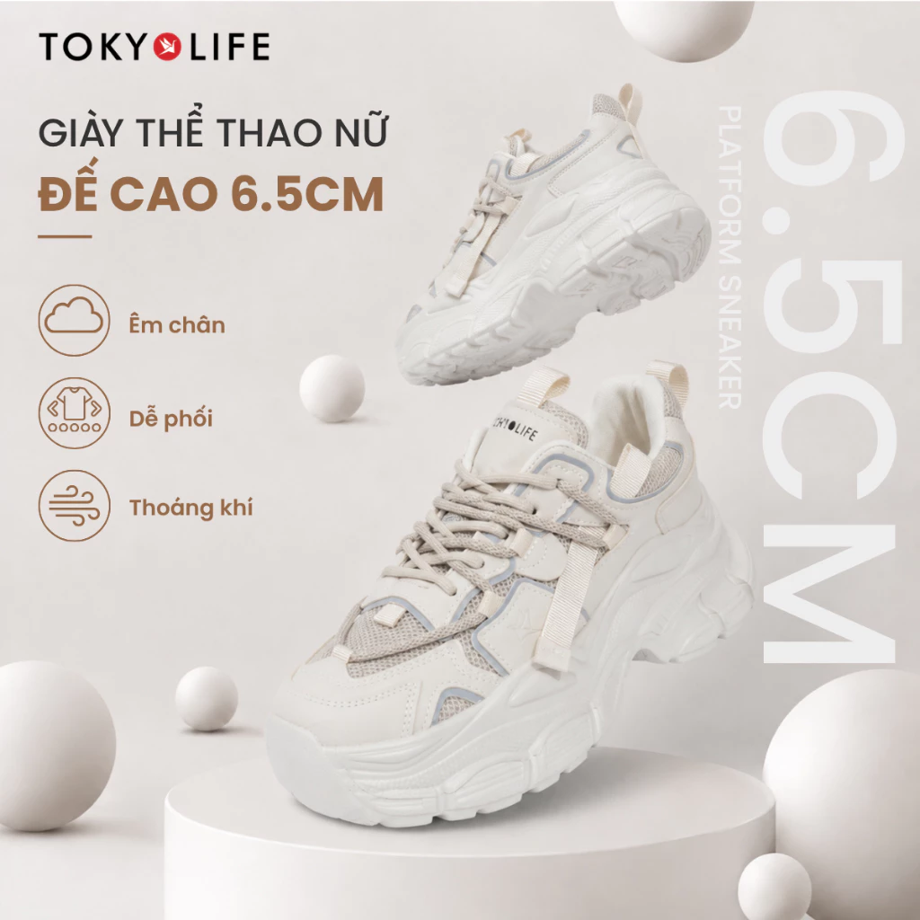 Giày thể thao nữ TOKYOLIFE đế cao 6.5 cm siêu êm chân phong cách thời trang dễ phối đồ 40004372