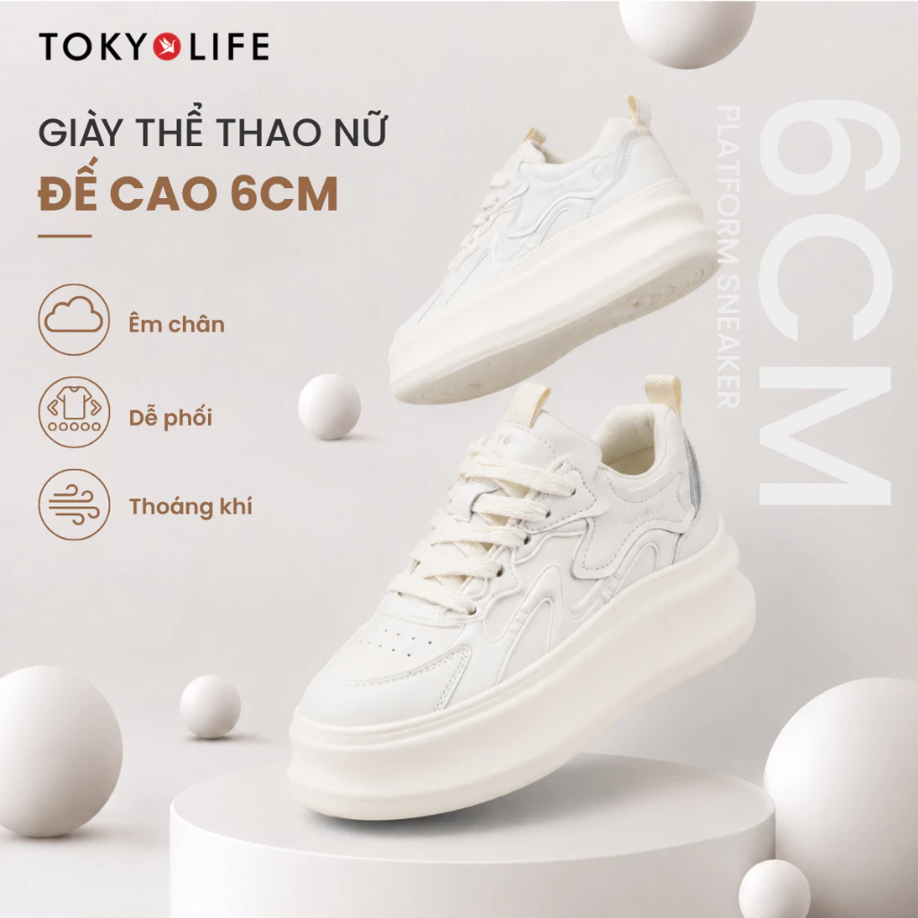 Giày thể thao nữ TOKYOLIFE cao 6cm KOUN GEN 1 siêu nhẹ, êm ái 40005701 (phiên bản 2026)