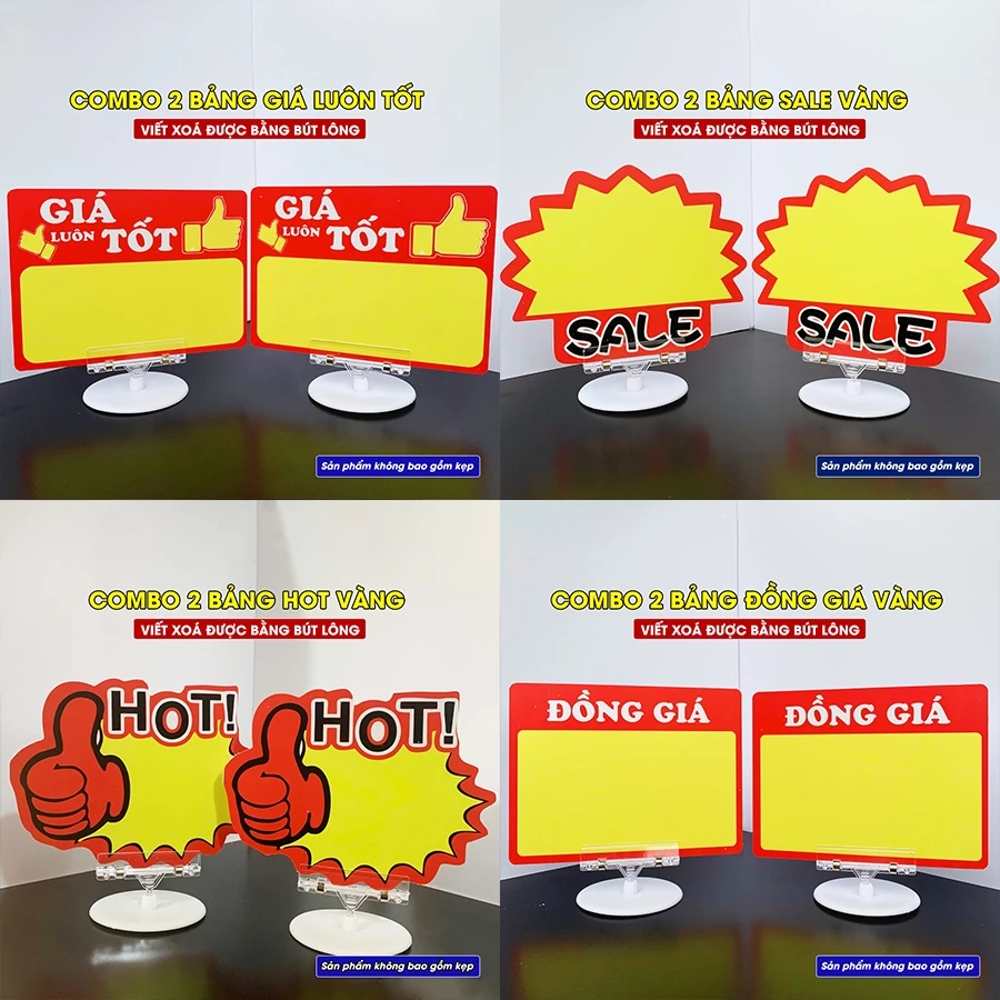 (Có hoá đơn VAT) Combo 2 Bảng giá, bảng sale giảm giá viết xoá được - Hàng giá xưởng sản xuất