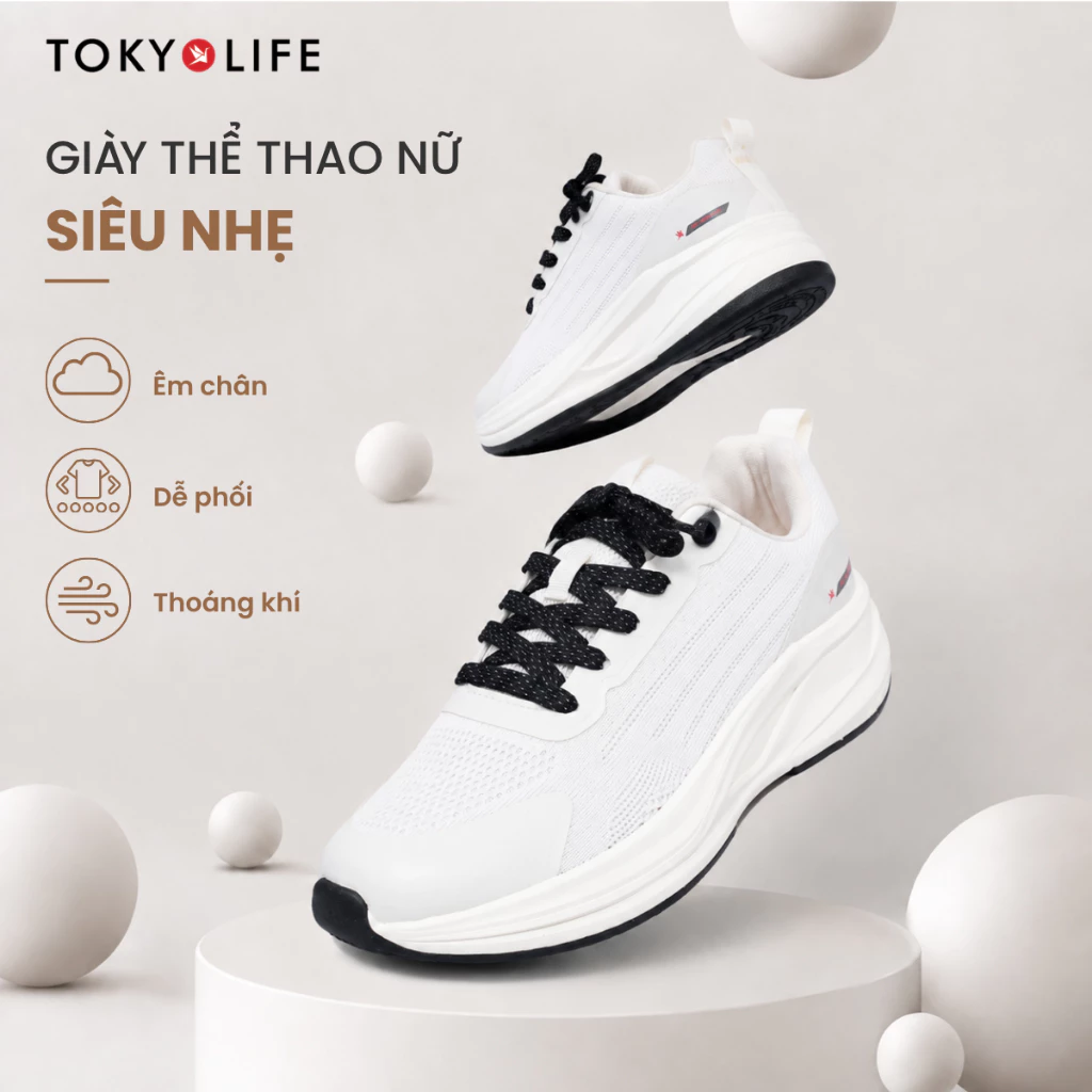 Giày thể thao nữ TOKYOLIFE form ôm siêu nhẹ êm thoáng khí thấm hút mồ hôi 40005786
