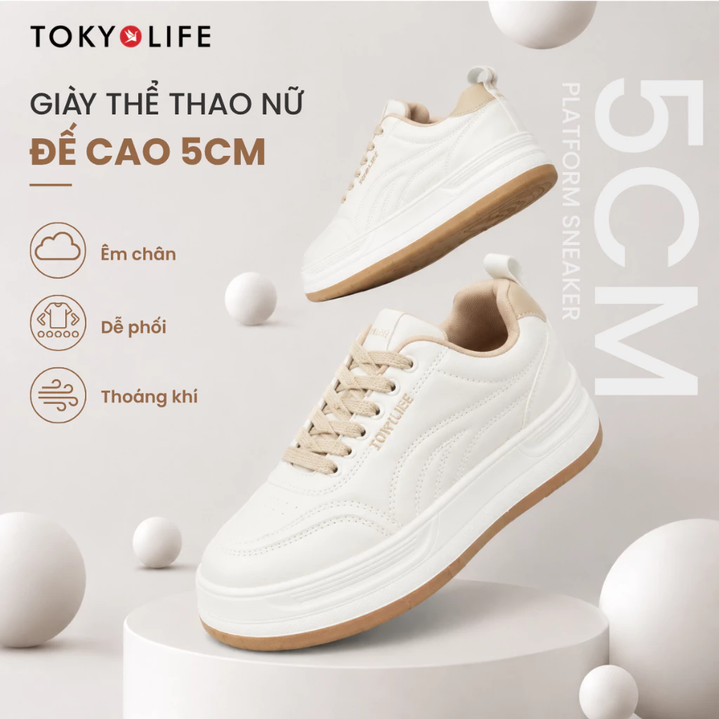 Giày thể thao nữ Saki cao 5cm TOKYOLIFE siêu nhẹ êm kháng khuẩn dễ phối 40005895