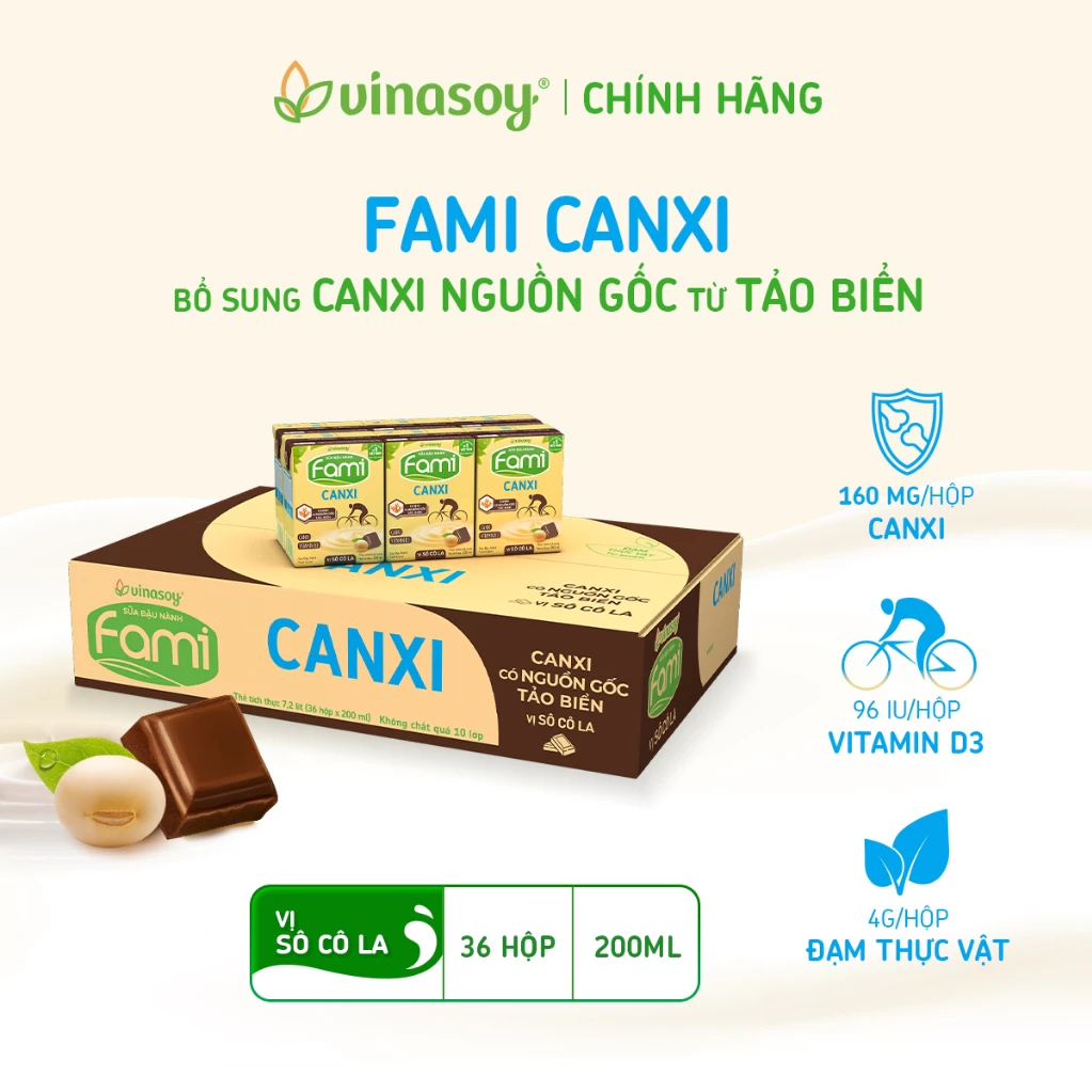 Thùng sữa đậu nành Fami Canxi Vị sô cô la