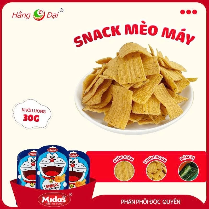 Combo 30 Gói Snack Midas Doraemon Xanh Hình Khoai Tây Lát Giòn Thơm Ăn Vặt Tuổi Thơ