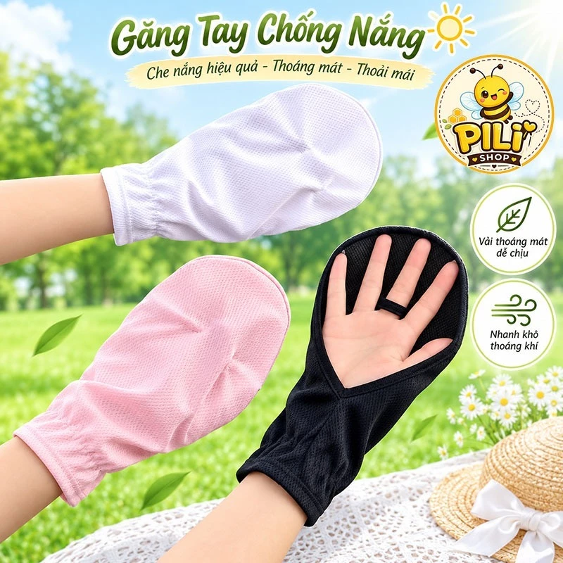 Combo 2 Đôi Bao Tay Chống Nắng Nam Nữ Xỏ Ngón Vải Thoáng Khí, Găng Tay Lái Xe Che Và Bảo Vệ Da Tay