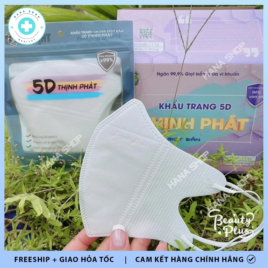 SVIP [CHÍNH HÃNG ĐỦ 10 MÀU] Khẩu Trang 5D THỊNH PHÁT 3 Lớp Vải Không Dệt Kháng Khuẩn Lọc Bụi Mịn Tia UV