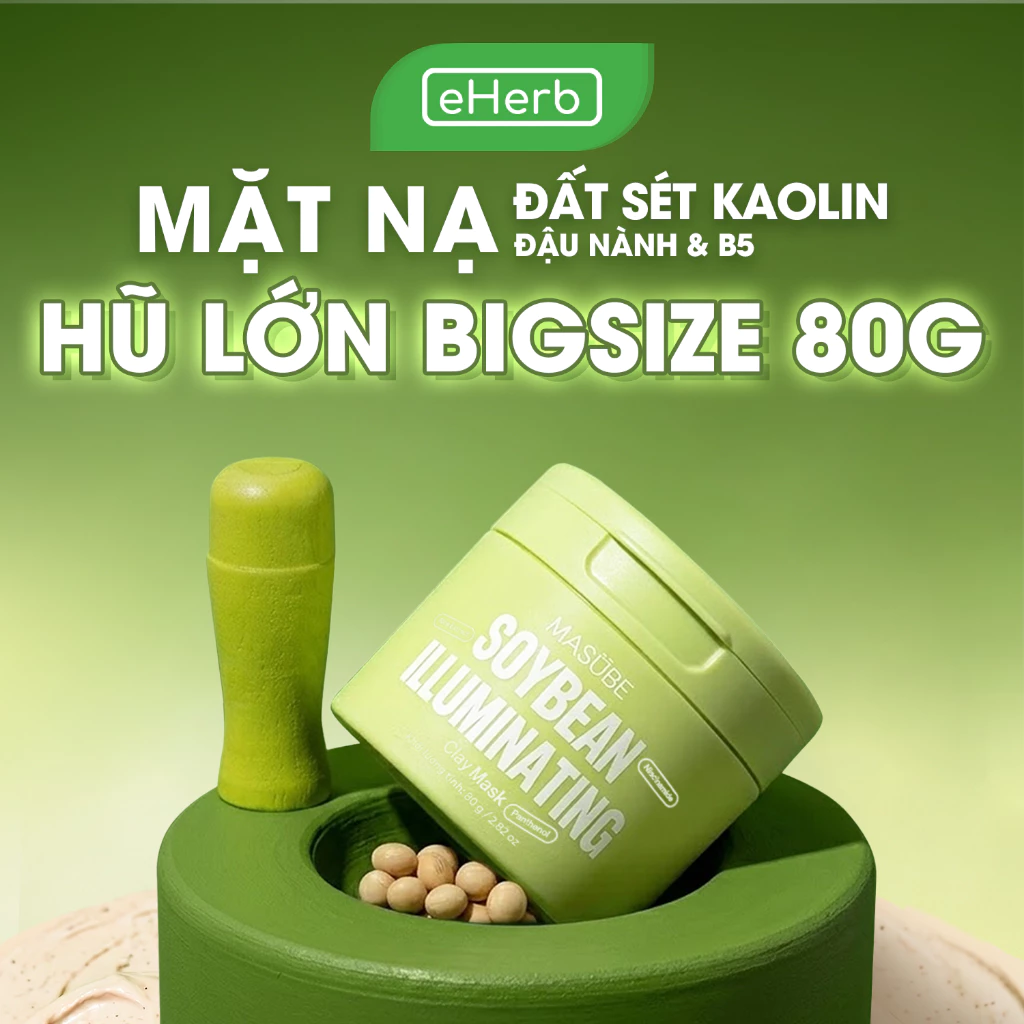 Mặt Nạ Đất Sét Đậu Nành Clay Mask Hỗ Trợ Làm Sáng Da, Sạch Dầu Nhờn & Sạch Mụn Đầu Đen MASUBE