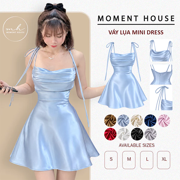 VÁY LỤA NGẮN - MINI DRESS, chất lụa Hàn Châu cao cấp mềm mịn mát, form siêu hack dáng size SML