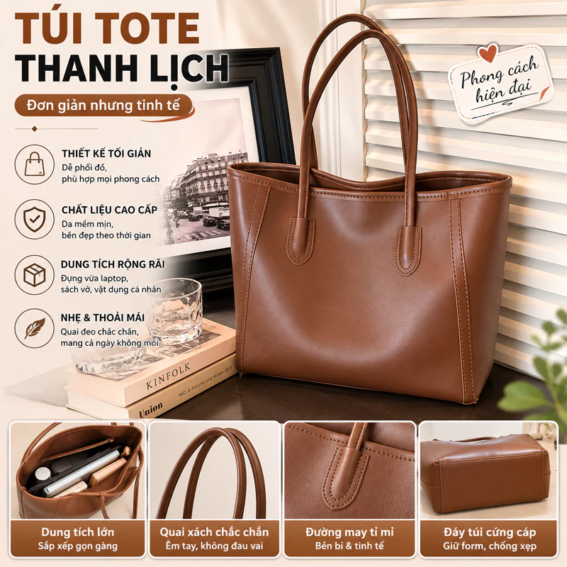[Hàng Loại 1] Túi Tote Đeo Vai Kẹp Nách Nữ Cỡ Lớn Da Mềm Bền Đẹp Đi Học, Đi Chơi Đi Làm Mã.s1157