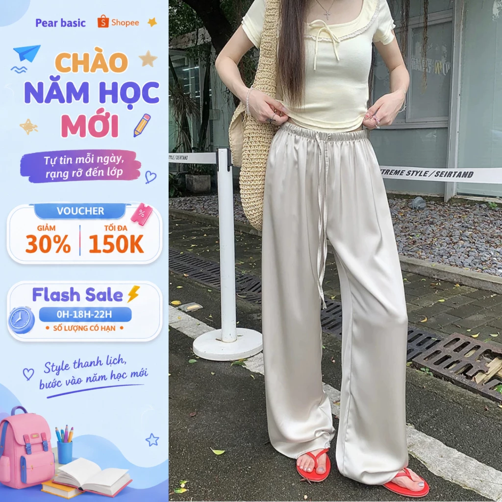 [ MÙA HÈ 2026 ] Quần Dài Nữ Lụa Ngọc Trai Cao Cấp Mát Mịn, Quần Ống Suông Dáng Dài Lưng Cao Tôn Dáng Q303
