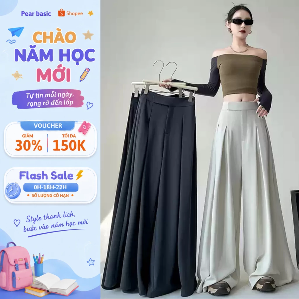 [ MẪU MỚI ] Quần tây nữ ống rộng dáng dài không cúc cài - Quần dài nữ lưng cao tôn dáng Q14