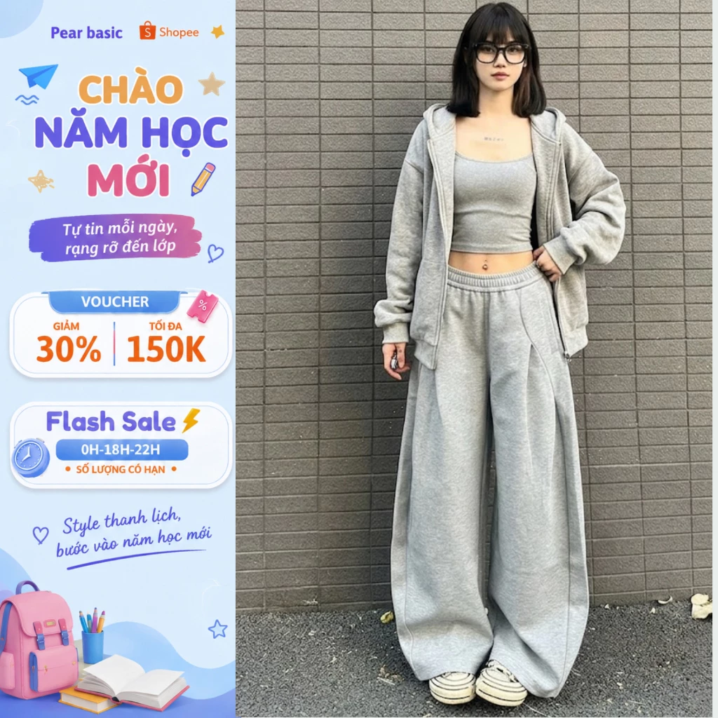 [ BST MỚI ] Quần nữ ống rộng chất nỉ 2 da dày dặn - Quần suông nữ dáng dài tôn dáng Q120