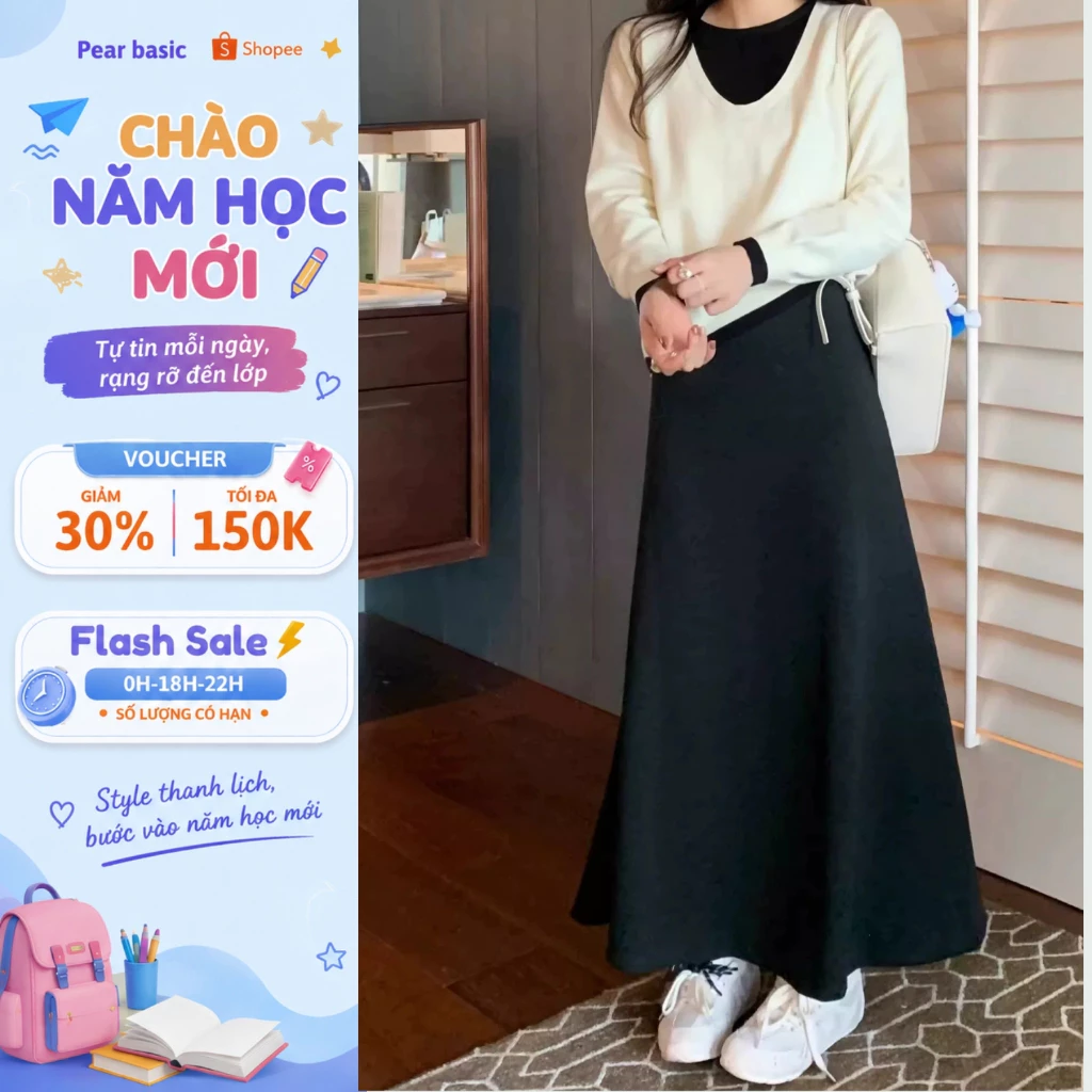 [ Mẫu Mới ] Chân váy đuôi cá dáng dài xếp ly sang chảnh - Váy chữ A chất nỉ cao cấp dày dặn CV03