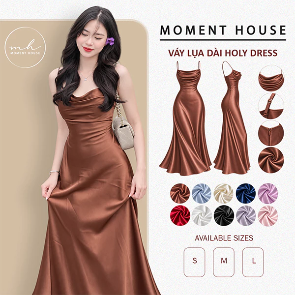 ĐẦM LỤA 2s cao cấp, xẻ đùi, chất lụa xin không xước, mềm mịn mát có size SML - HOLY DRESS