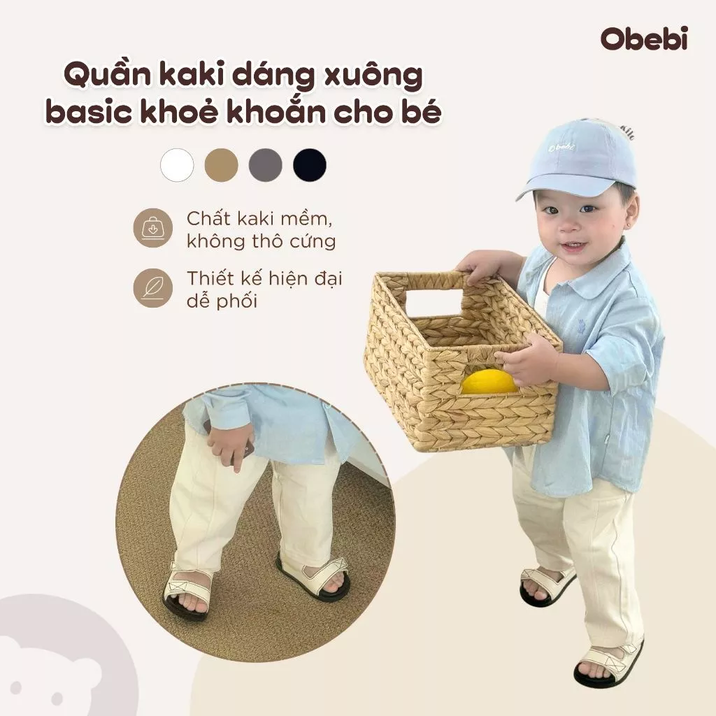 Quần Kaki Quần Dài Đi Học Đi Chơi  Thời Trang Obebi Năng Động Thoải Mái Cho Bé Trai Bé Gái Q269